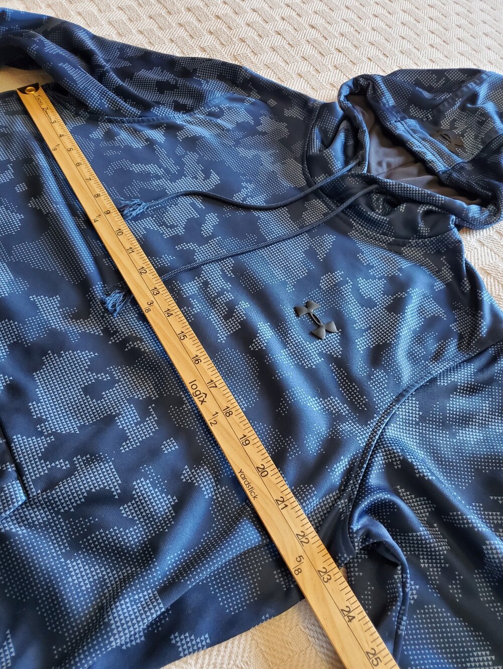 Under Armour Blue Digital Camo ColdGear Fleece Hoodie Sweatshirt Unisex - Picture 6 of 12